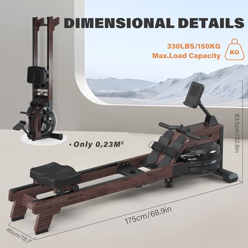 Rowing Machine with 350lb Weight Capacity and LCD Monitor C63202
