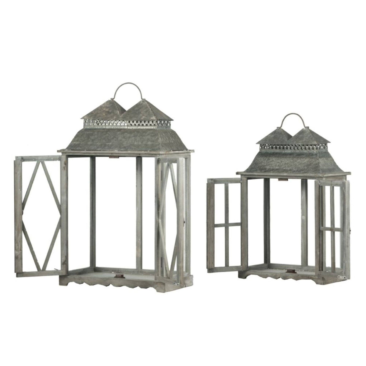 Set of 2 Antique Silver Lanterns L860219