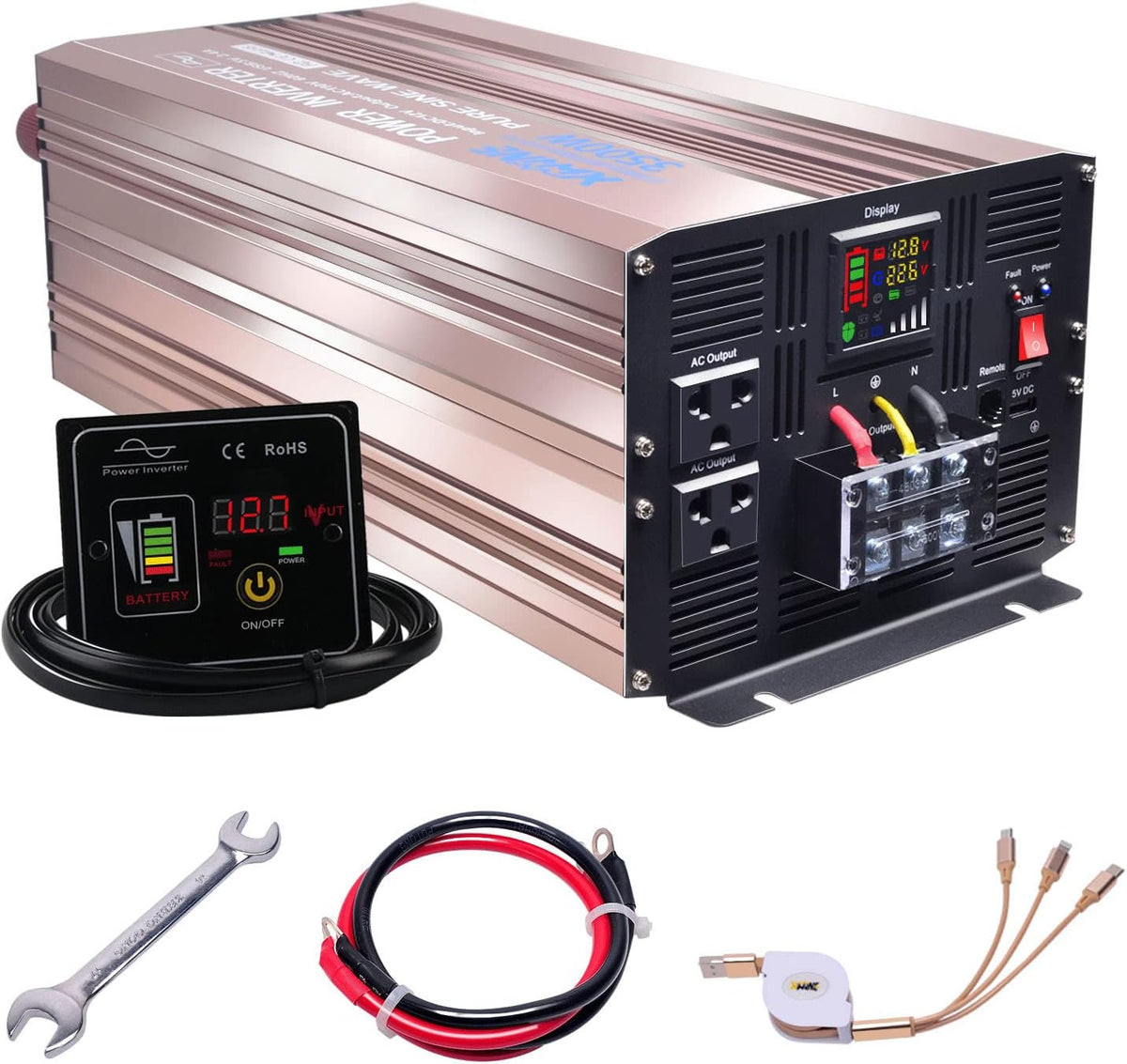4000 Watts Pure Sine Wave Power Inverter with Remote Control and LED Display A6820