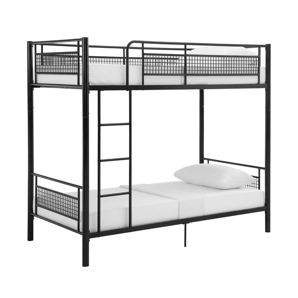 Twin Over Twin Metal Mesh Frame Bunk Bed Black H97104