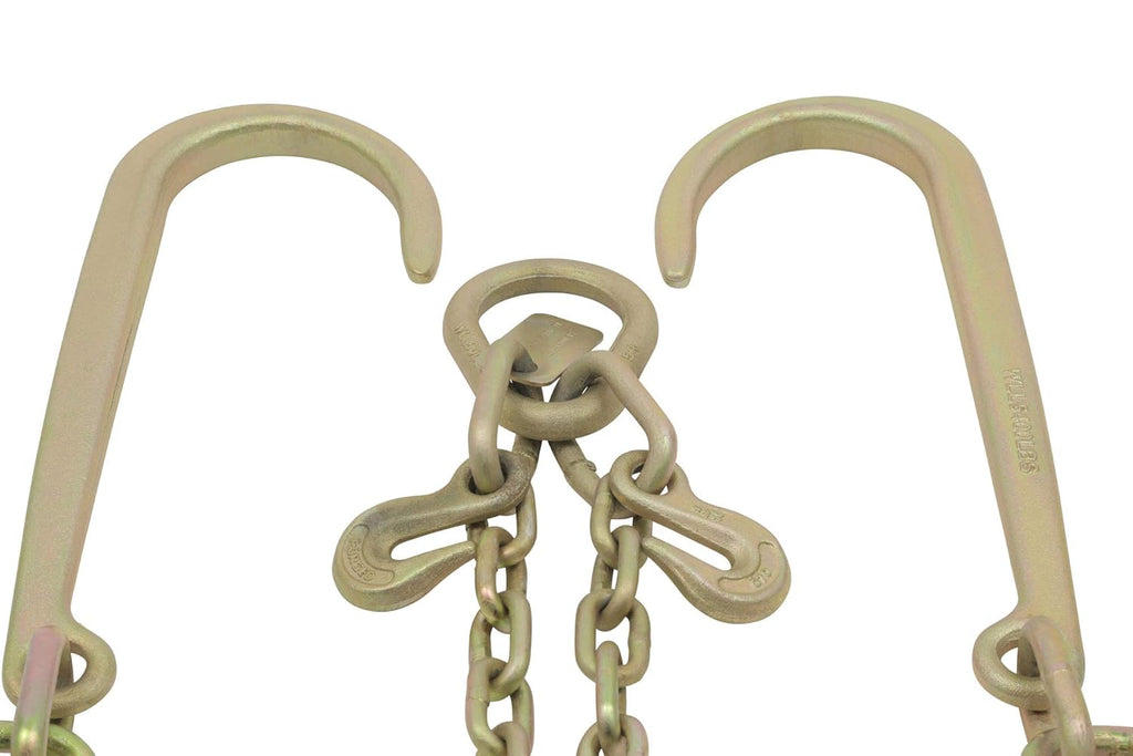 5/16" G70 V-Chain Bridle with 15" Large J Hooks, T-Hook & J-Hook with Grab Hooks 2' Legs Pack of 2 H275834