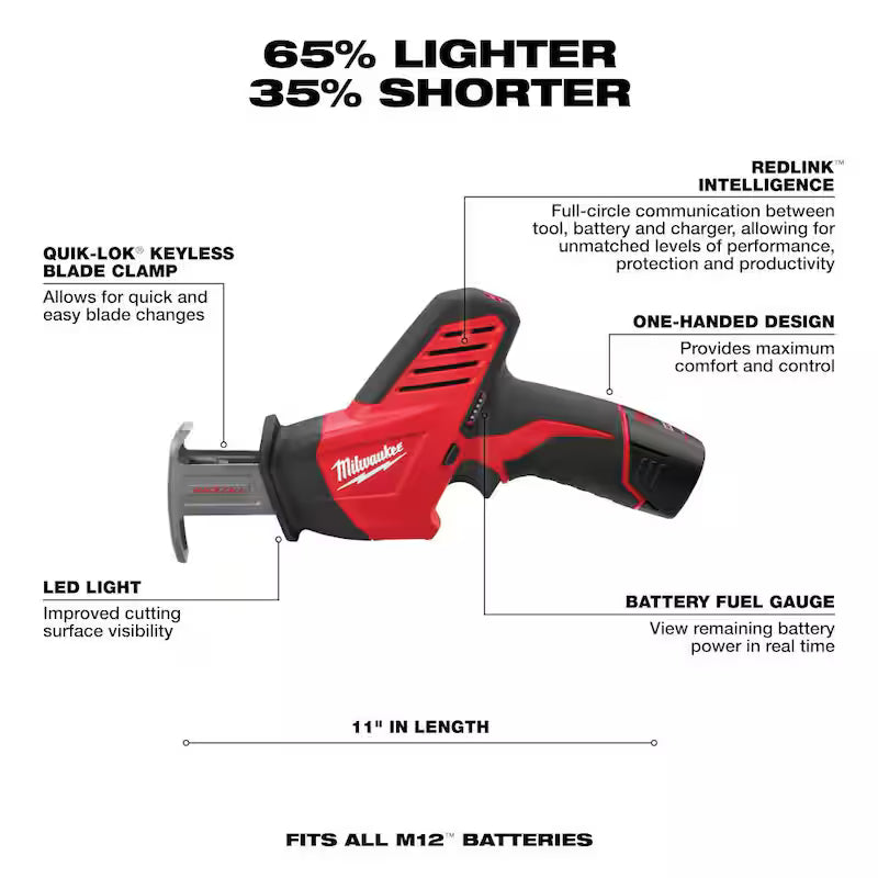 12V Cordless Reciprocating Saw Kit with Battery, Charger and Tool Bag U950