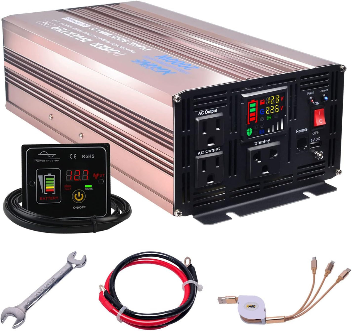4000 Watts Pure Sine Wave Power Inverter with Remote Control and LED Display A6820