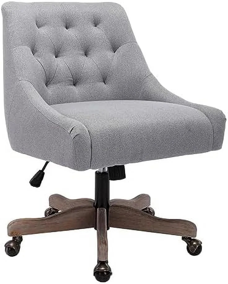 Blue Swivel Shell Chair with Wood Base and Wheels Y781