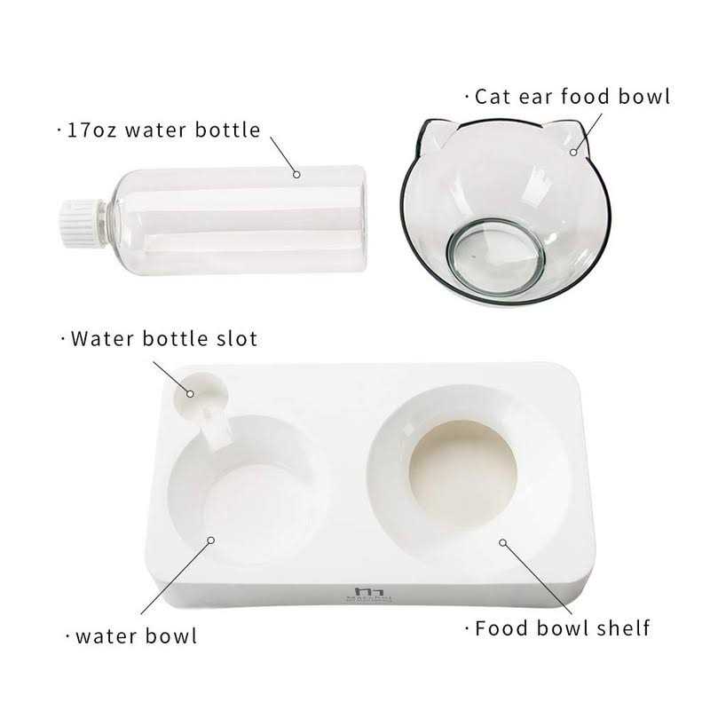 Tilted Cat Bowl Set for Food and Water S415