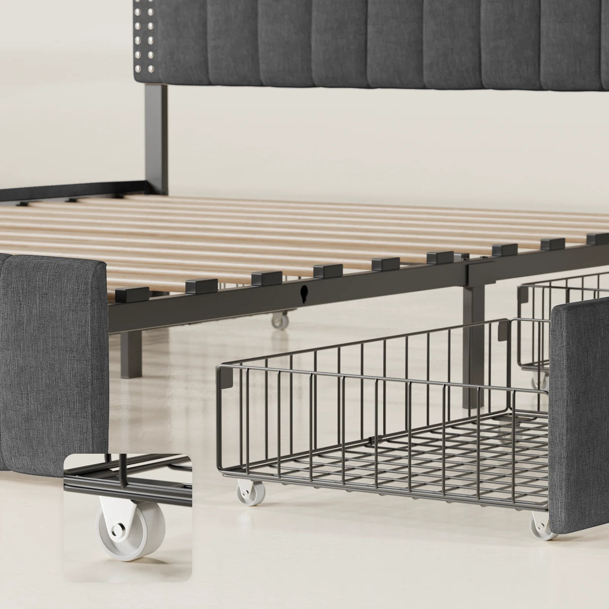 Full Bed Frame with 4 Storage Drawers E2039