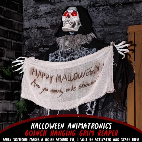 Hanging Animated Witch Decoration with Banner T7620