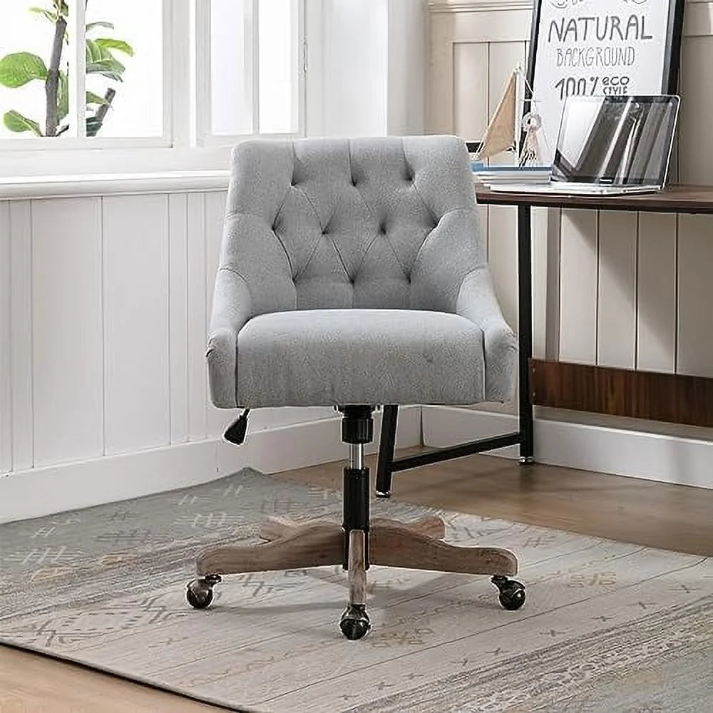 Blue Swivel Shell Chair with Wood Base and Wheels Y781