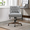 Blue Swivel Shell Chair with Wood Base and Wheels Y781