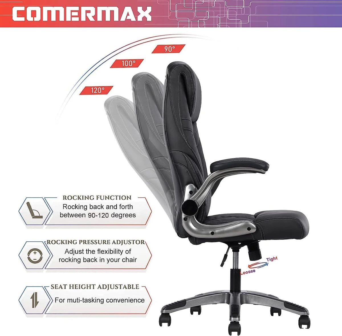 Black Ergonomic Office Chair with Lumbar Support D647122