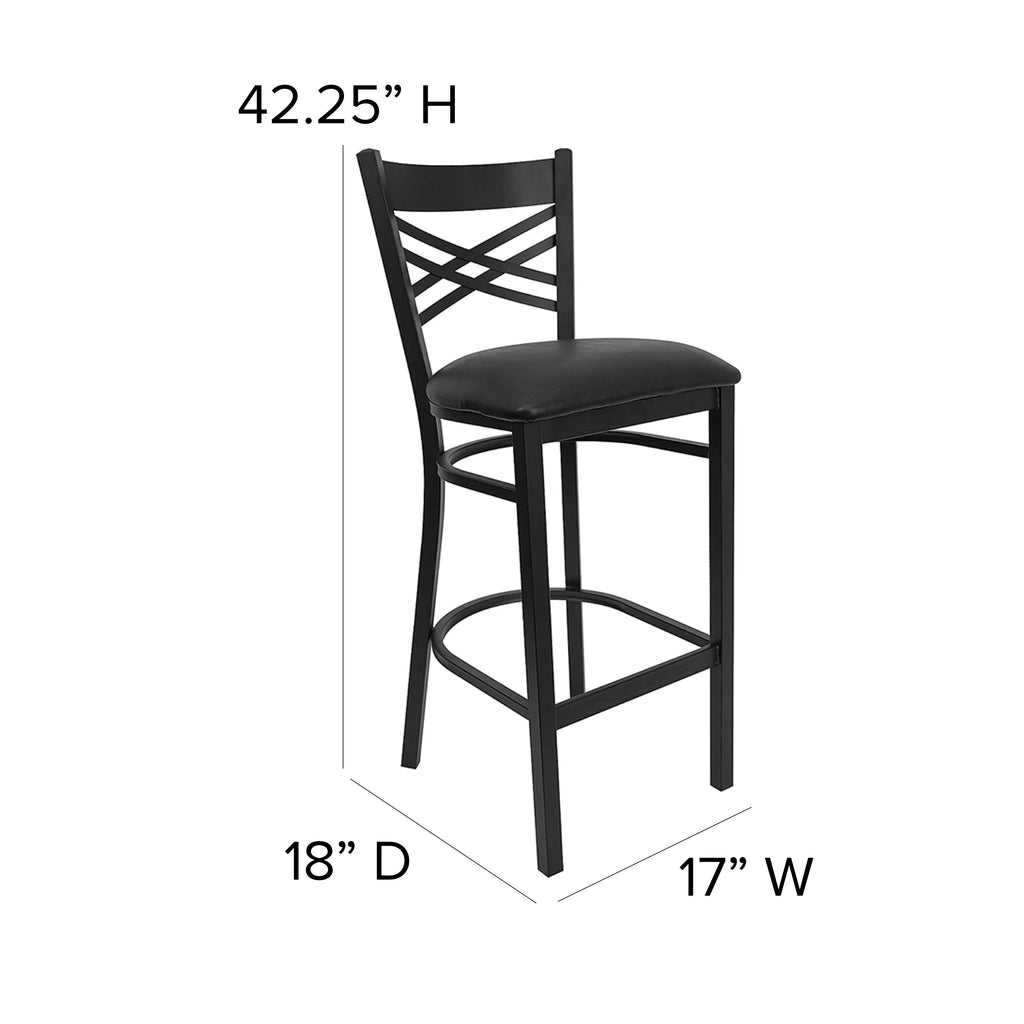 Black X Back Metal Barstool V693