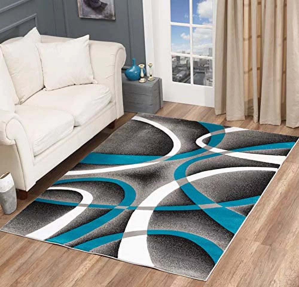 Grey Swirls Area Rug 4x6 L9396