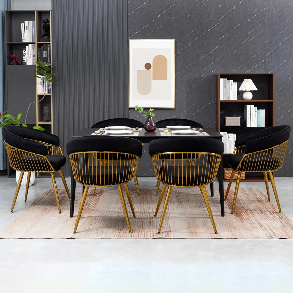 Set of 2 Black Velvet Dining Chairs A2590