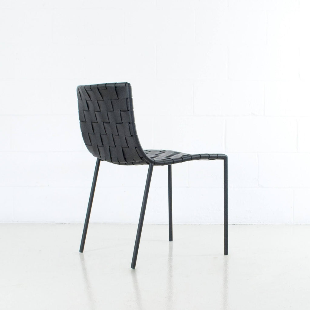 Black Leather Weave Dining Chair D9902