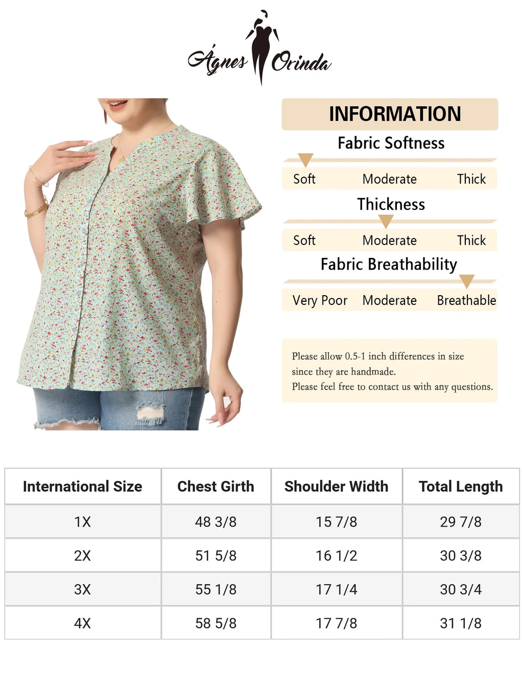Plus Size Button Down Flare Short Sleeve Chiffon Blouse E414