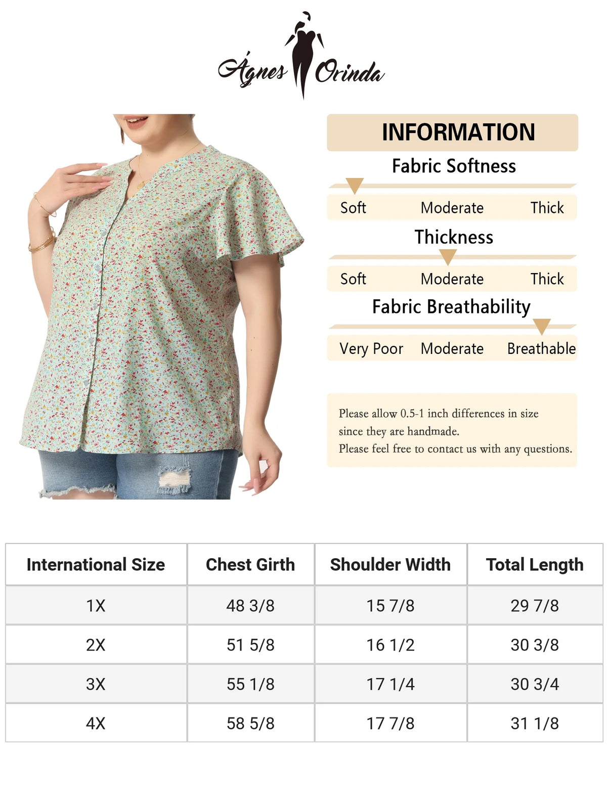 Plus Size Button Down Flare Short Sleeve Chiffon Blouse E414