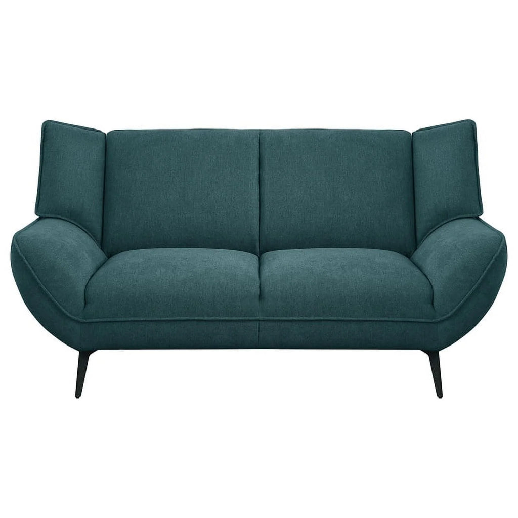 Teal Blue Black Fabric Metal Sofa Set N4765
