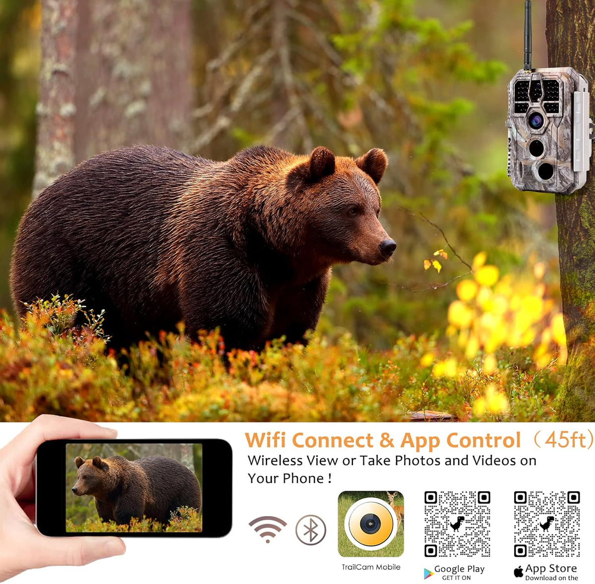 Deer & Trail Game Camera 32MP 1296P No Glow Night Vision Waterproof Motion Activated I261683