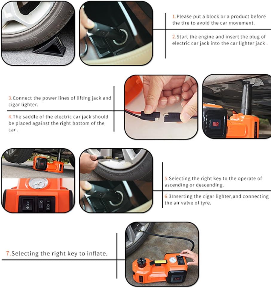 12V DC Electric Hydraulic Floor Jack 3 in 1 Set with Safe Hammer Car Repair Tool Kit Q838008