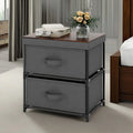 Grey Rustic Brown 2 Drawer Nightstand U9926