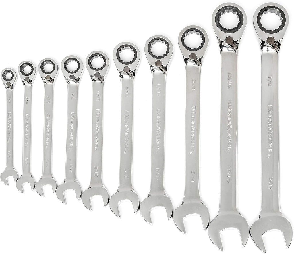 16 Pc. Reversible Ratcheting Combination Wrench Set with Tool Roll, Metric A141