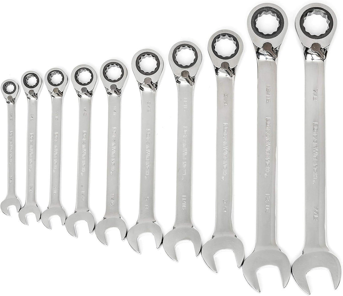 16 Pc. Reversible Ratcheting Combination Wrench Set with Tool Roll, Metric A141
