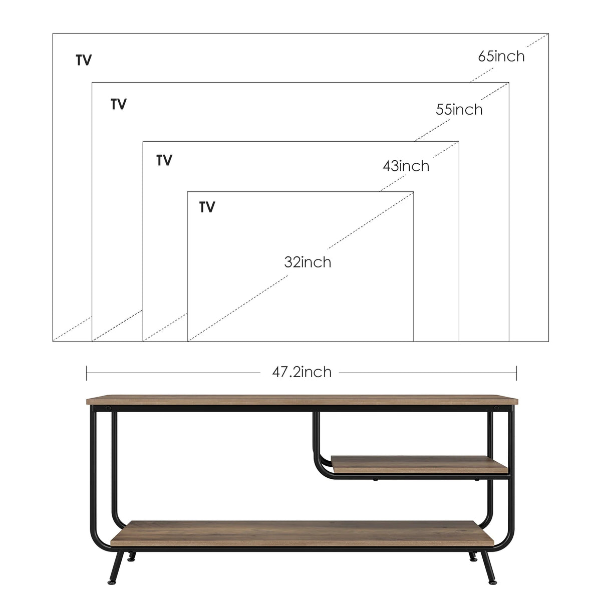 Wood 3 Tier TV Stand with Storage O42536