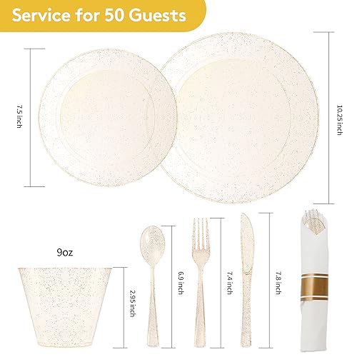 350 Piece Silver Plastic Dinnerware Set for 50 Guests K58161