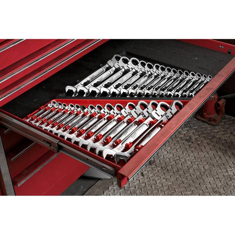 25-Piece Flex-Head Ratcheting Combination Wrench Set SAE with Screwdriver Set T75116