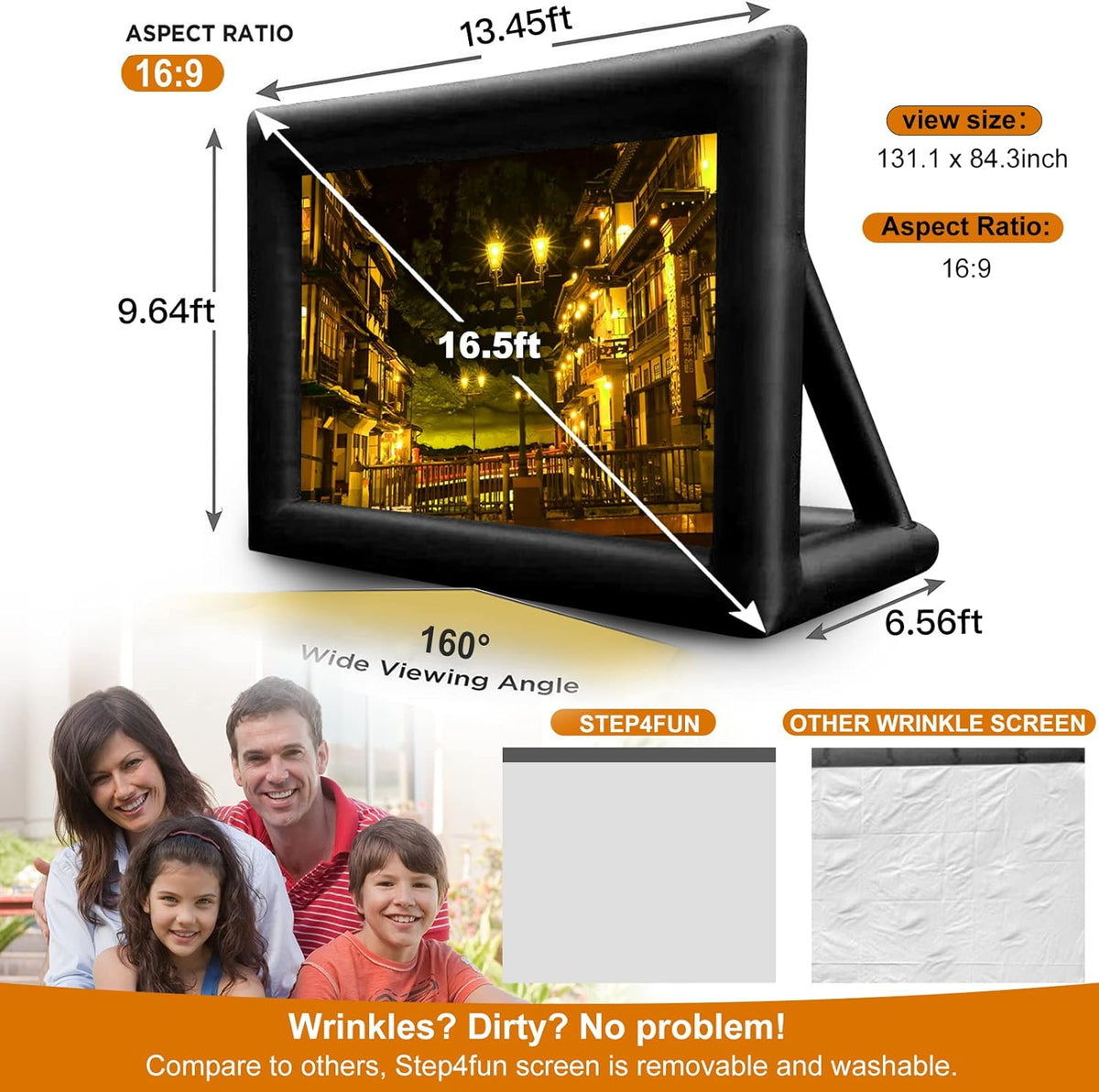 Inflatable Projector Screen with Air Blower and Carry Bag A640