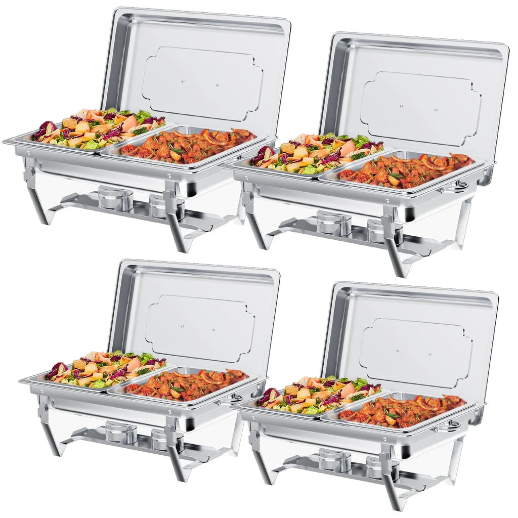 4 Pack 8QT Stainless Steel Chafing Dish Buffet Set Y23949