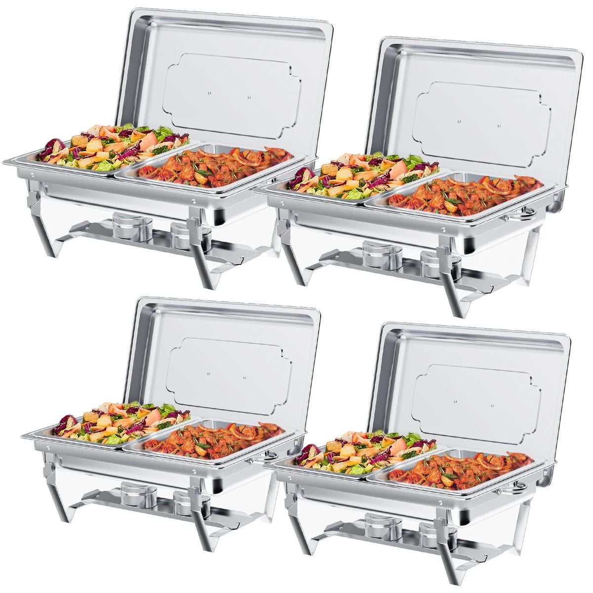 4 Pack 8QT Stainless Steel Chafing Dish Buffet Set Y23949