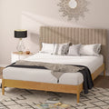 Queen Wood Platform Bed Frame with Upholstered Headboard Z9606