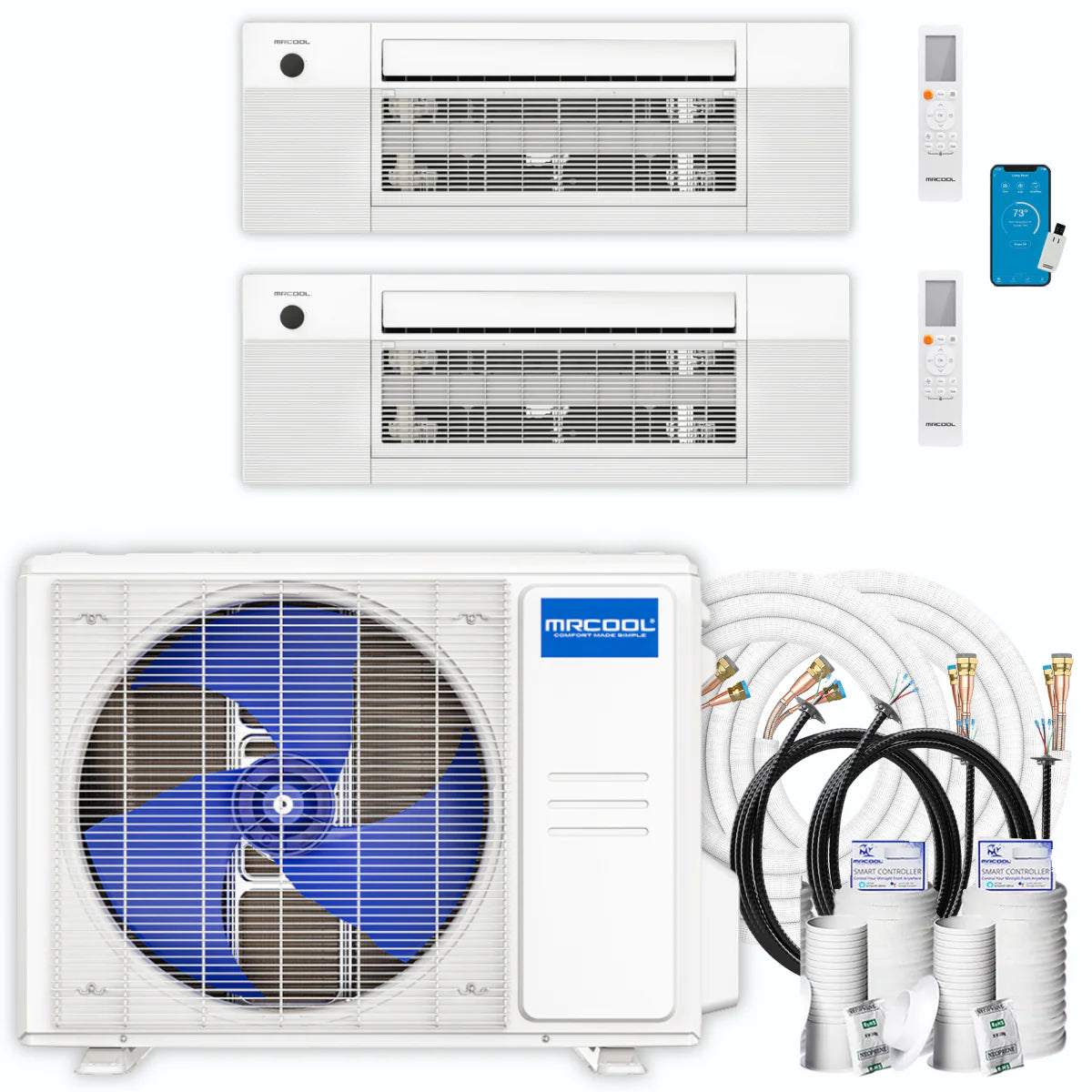 21,000 BTU 2 Zone Ceiling Cassette Ductless Air Conditioner and Heat Pump Z7001
