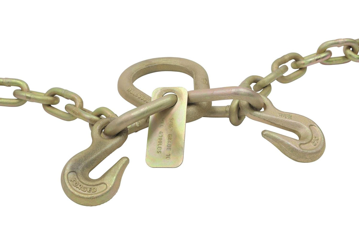 5/16" G70 V-Chain Bridle with 15" Large J Hooks, T-Hook & J-Hook with Grab Hooks 2' Legs Pack of 2 H275834