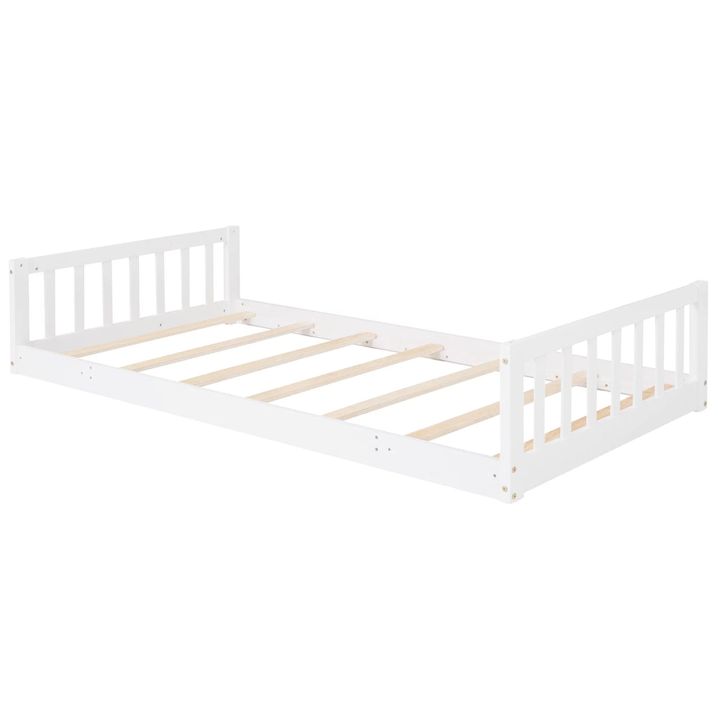 White Wood Triple Bunk Bed with Slide and Ladder C2161