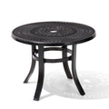 Cast Aluminum Round Patio Side Table with Umbrella Hole Black G28439