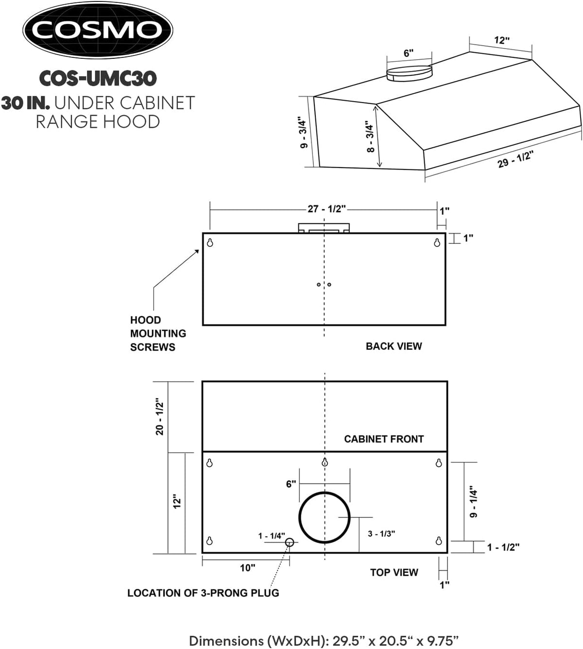 30 in. Under Cabinet Stainless Steel Range Hood F136425