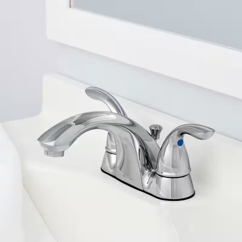 4 in. Centerset Double Handle Low-Arc Bathroom Faucet in Chrome Y8049