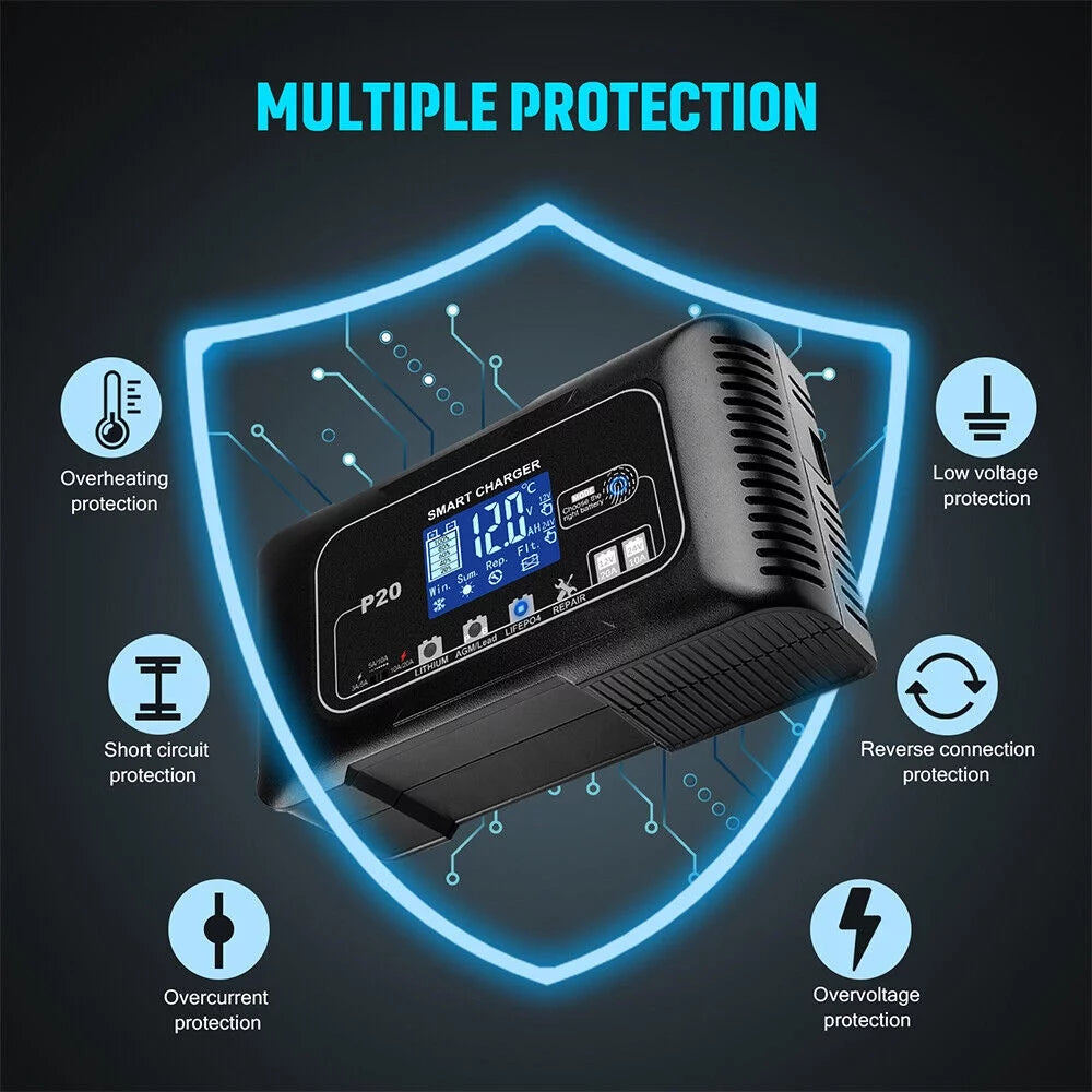 12V/24V Battery Charger with LCD Display W8939