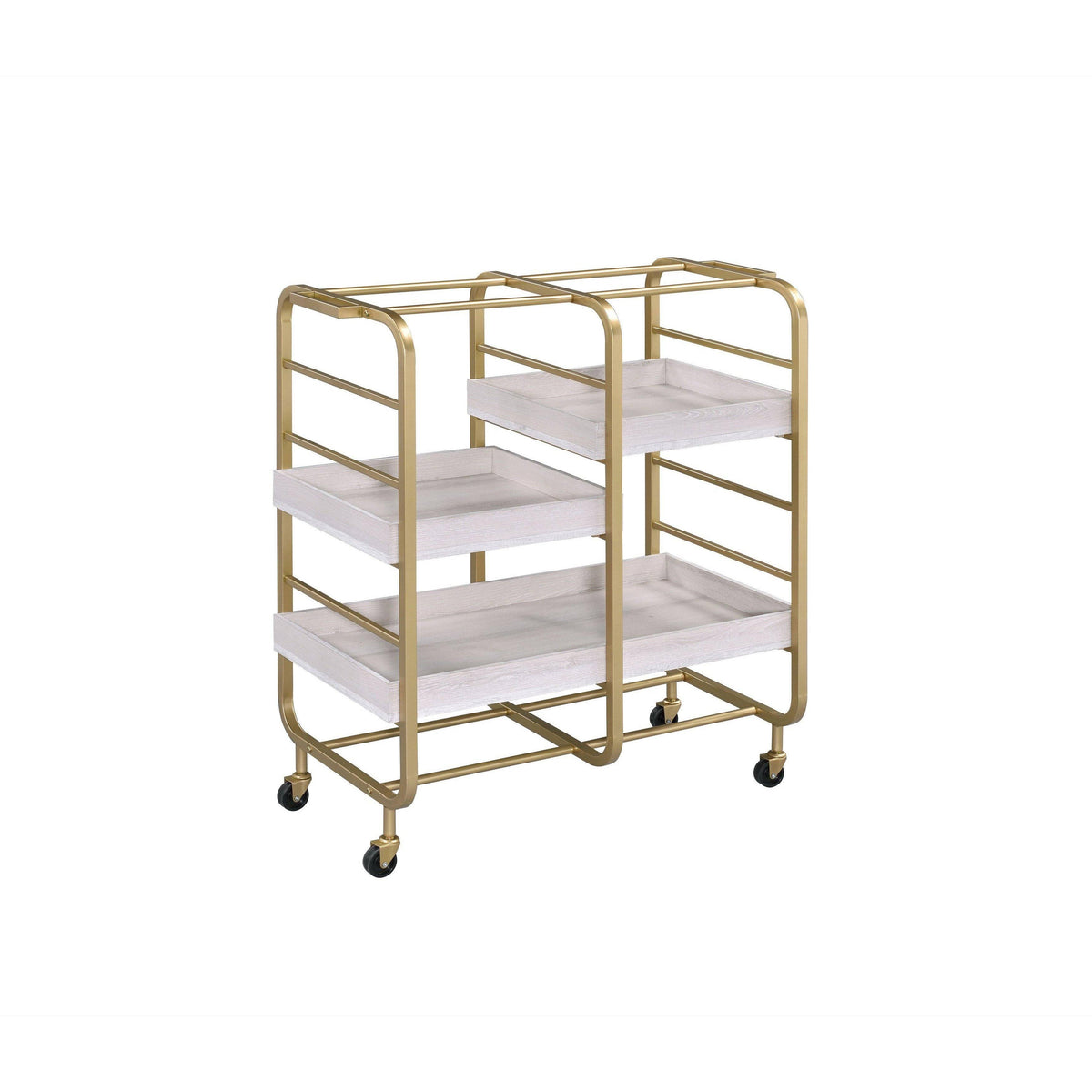Gold & White-Washed Serving Cart Y890