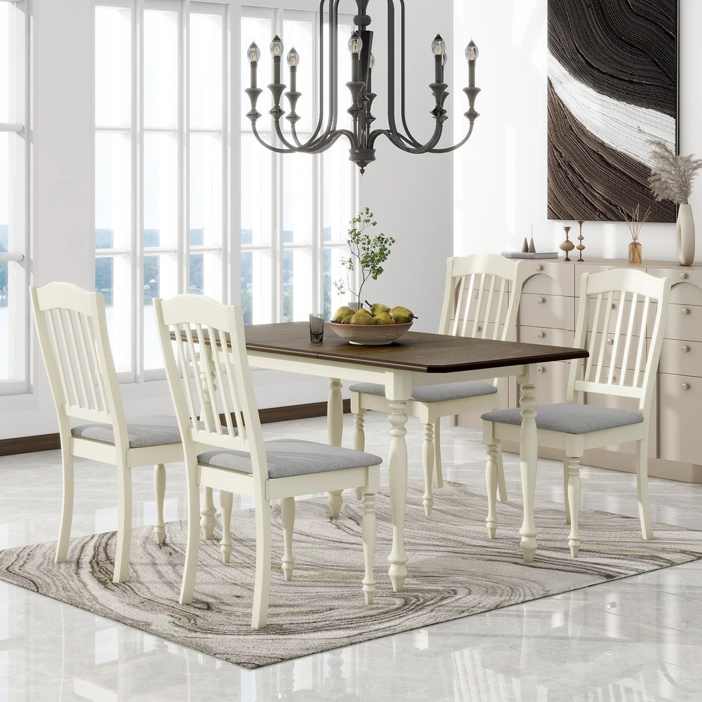 Extendable Dining Table Set with Butterfly Leaf and Upholstered Chairs H2920