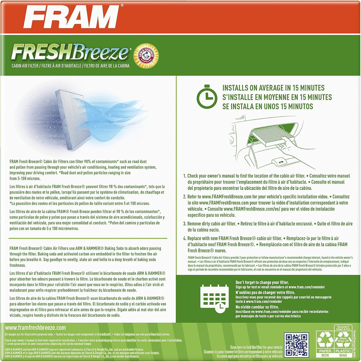 Cabin Air Filter with Baking Soda U88363