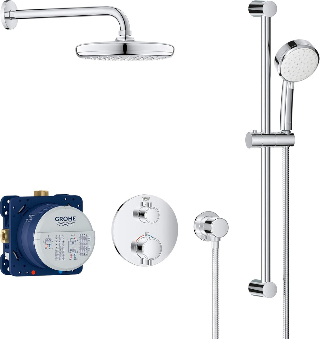 Grohtherm Cube Shower Set with Tempesta 210, Starlight Chrome U9215