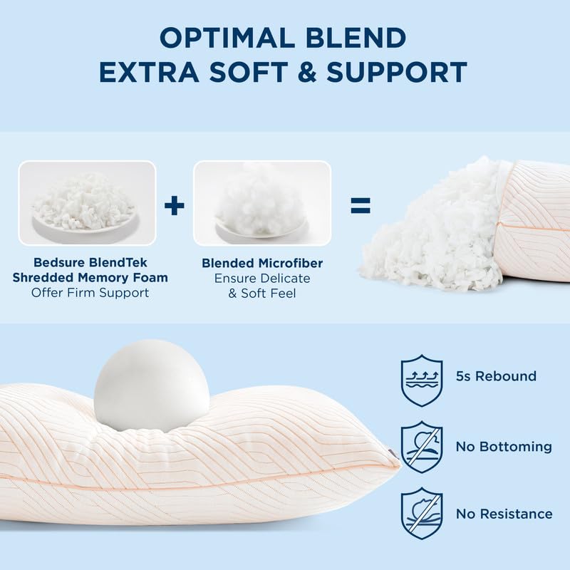 Memory Foam King Size Set of 2 Adjustable Cooling Pillows W972