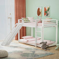 Twin over Twin White Wood Bunk Bed with Slide and Ladder U2214