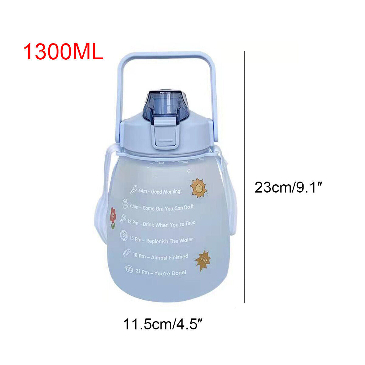 1.3L Water Bottle With Straw D12079