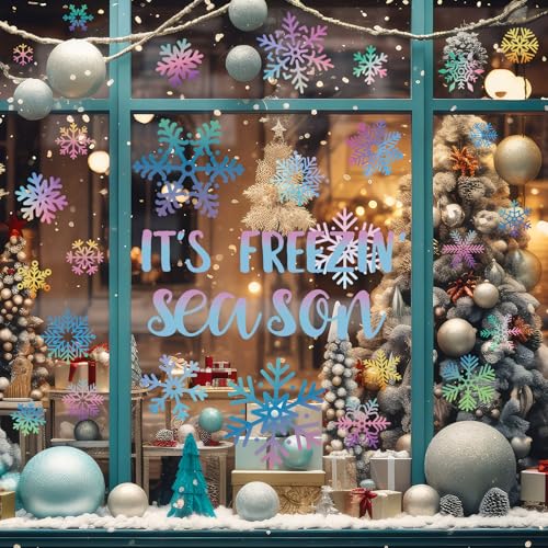 8 Sheets Snowflake Window Clings Static Stickers W493247