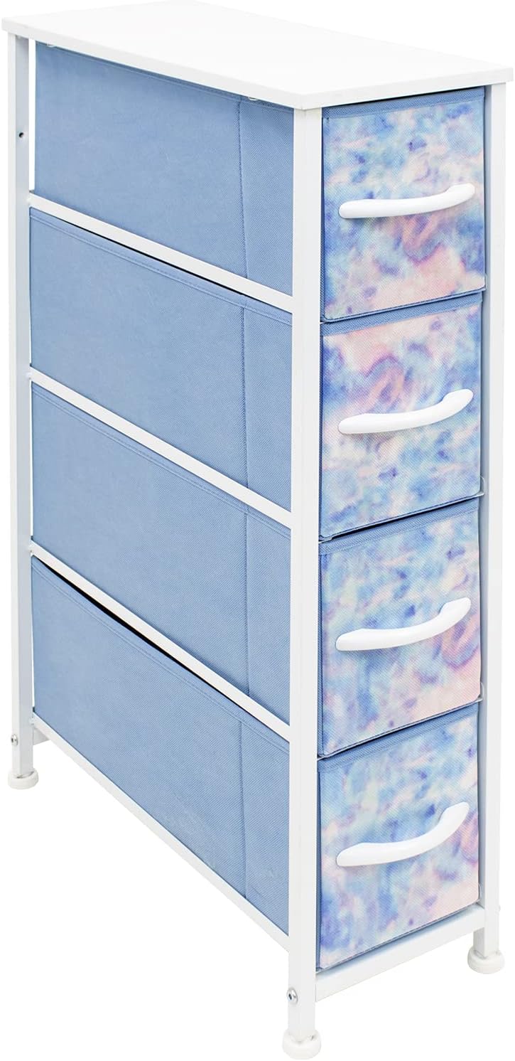 Narrow 4 Drawer Dresser Tower with Fabric Bins P165410