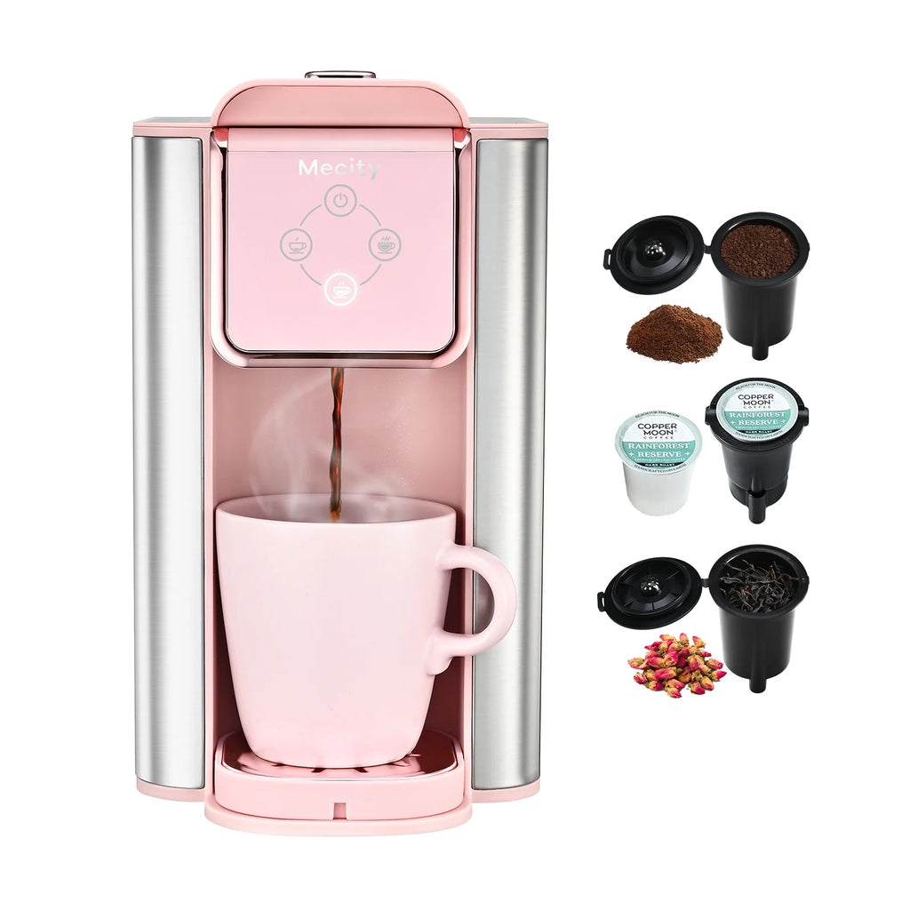 Pink 3-in-1 Single Serve Coffee Machine with Removable 50 Oz Water Reservoir Q196504